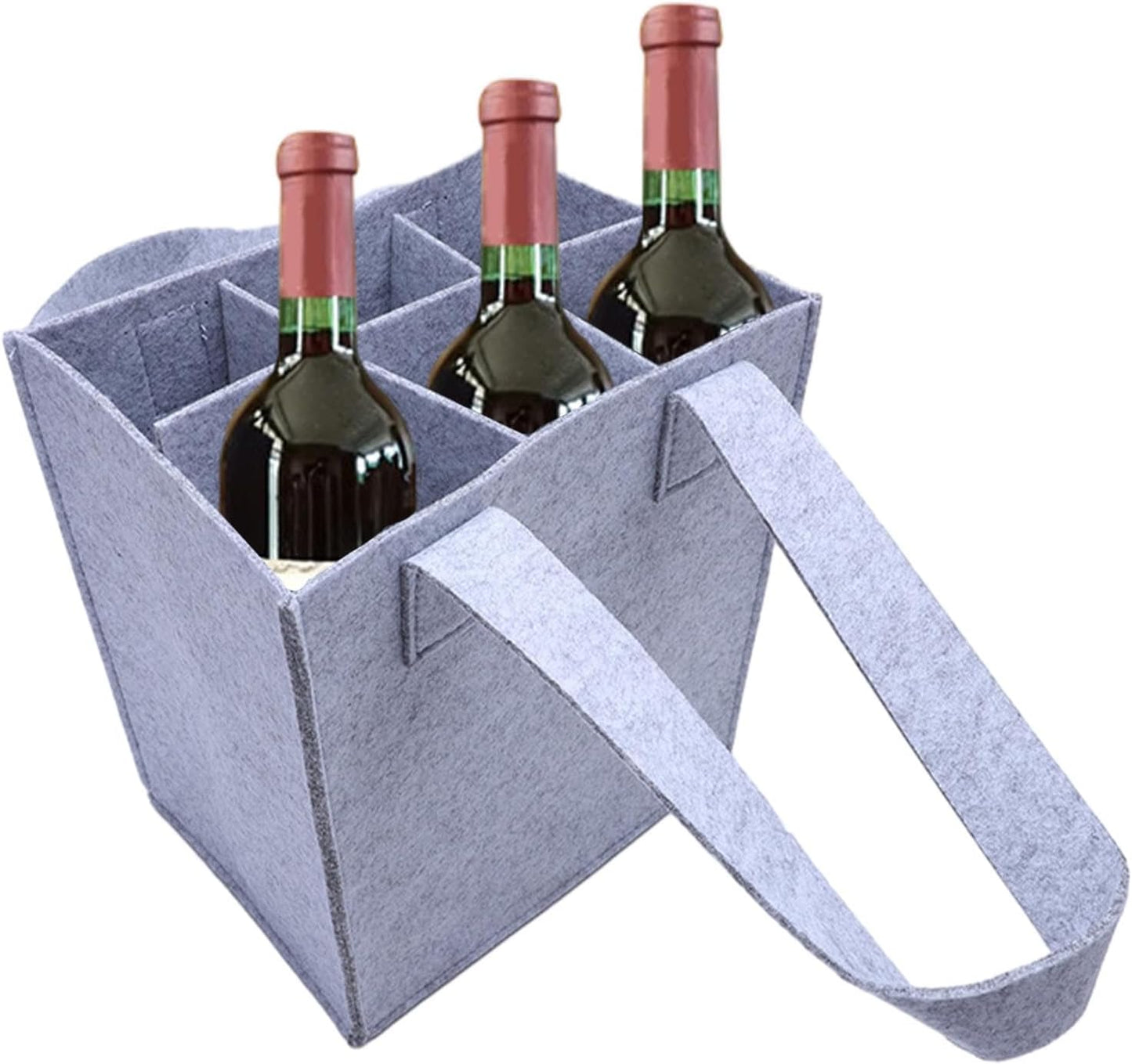 Bolsa botella vino 6 compartimentos fieltro reutilizable