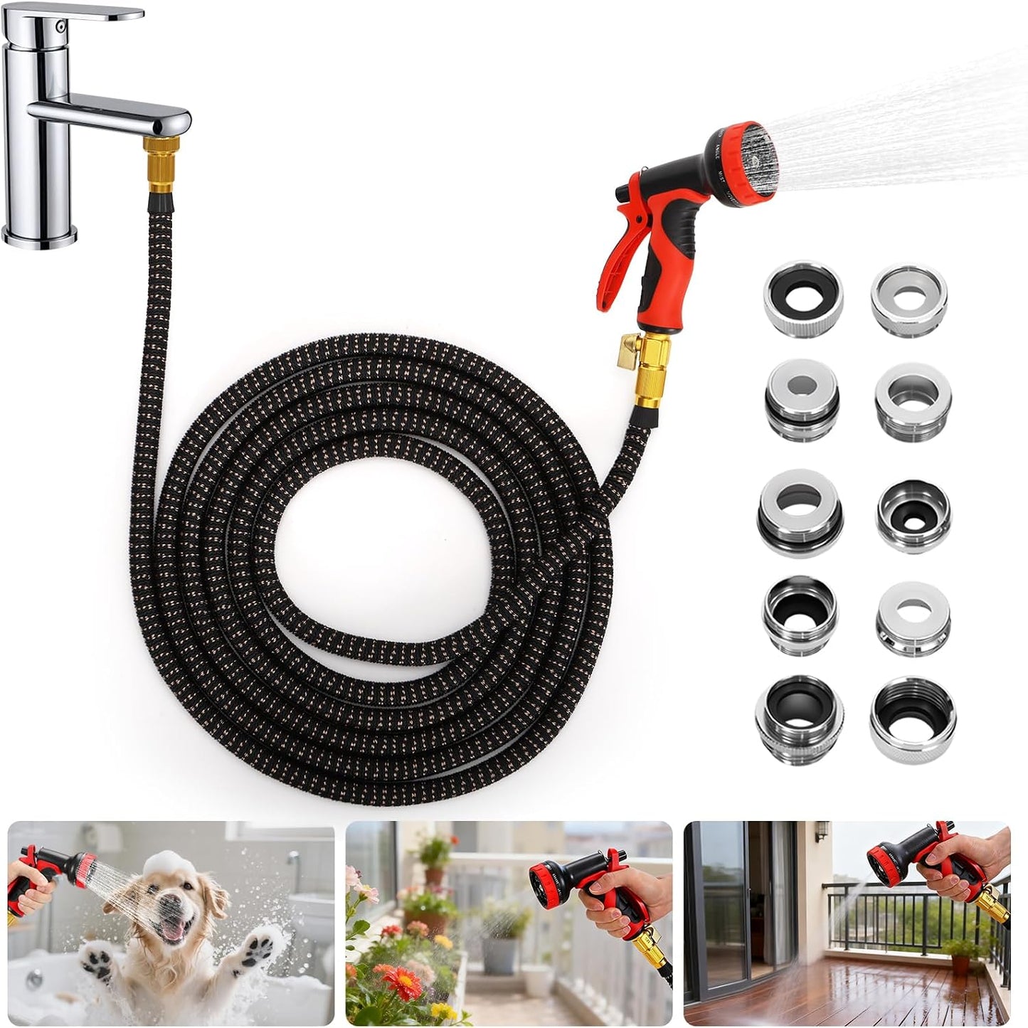 Accesorio manguera grifo 25ft con 10 adaptadores