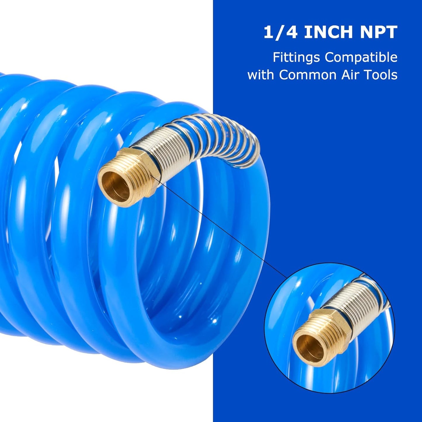 Manguera aire 1/4pulg x20ft poliuretano flex con extremo giratorio