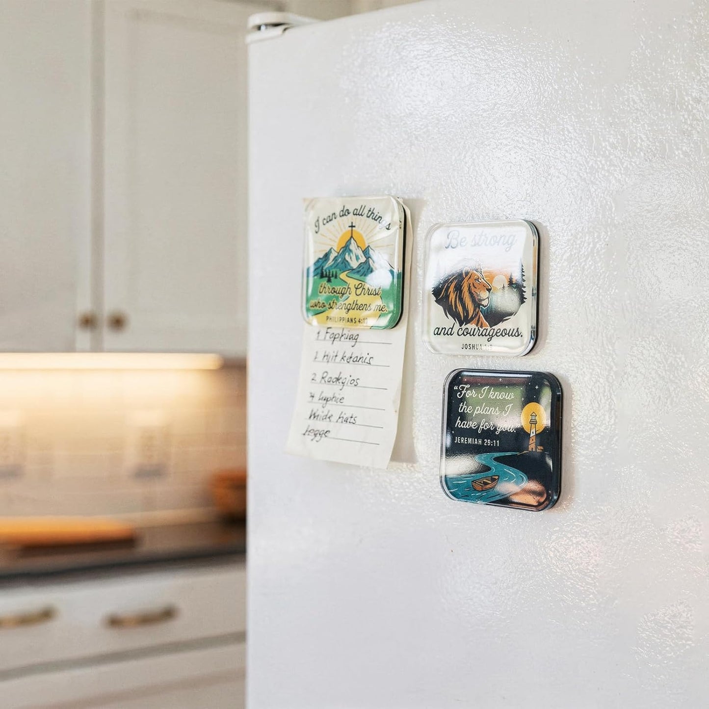 4 imanes cristianos para refrigerador de acrílico con versículos bíblicos