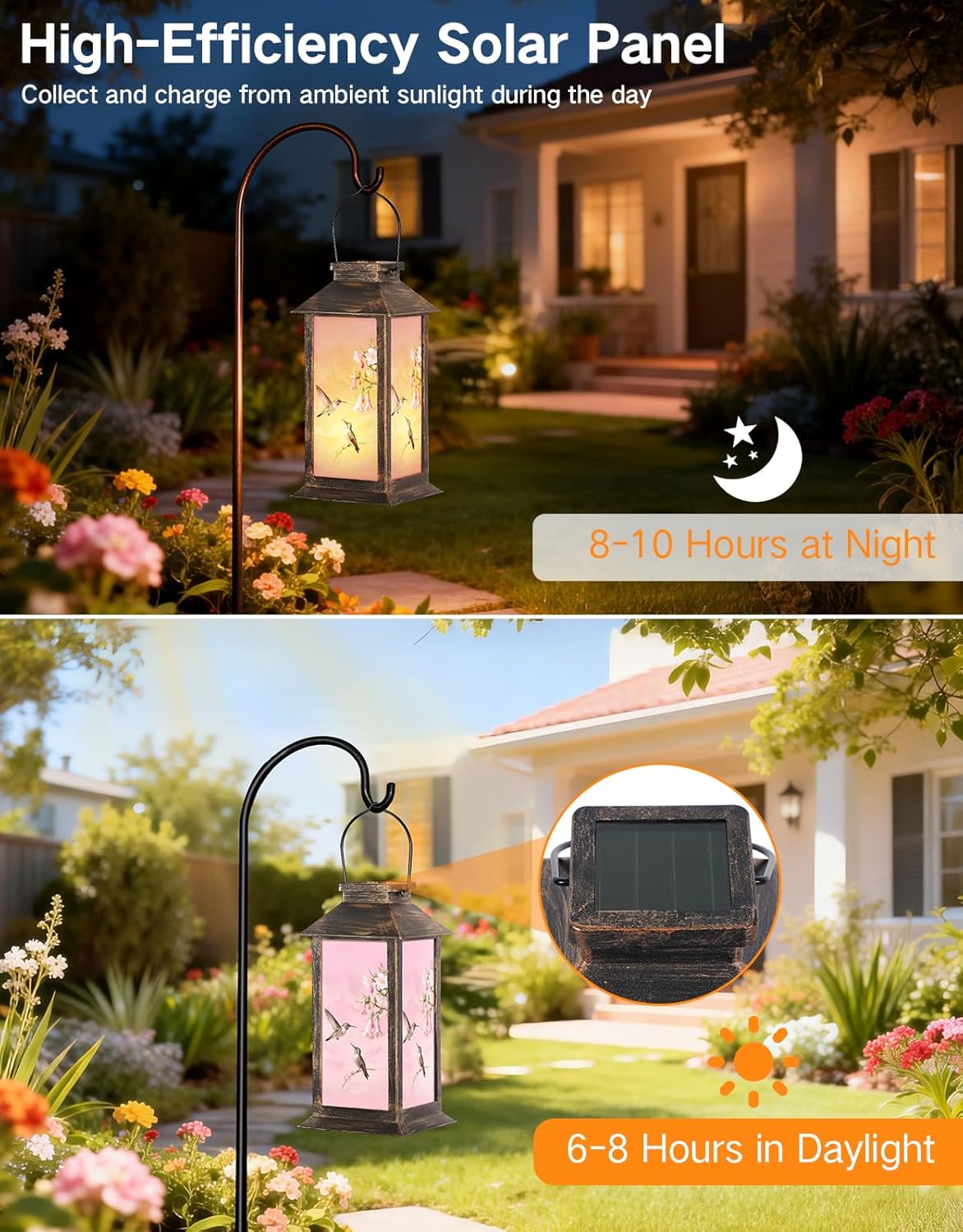 Linterna solar colgante de plástico para jardín y patio