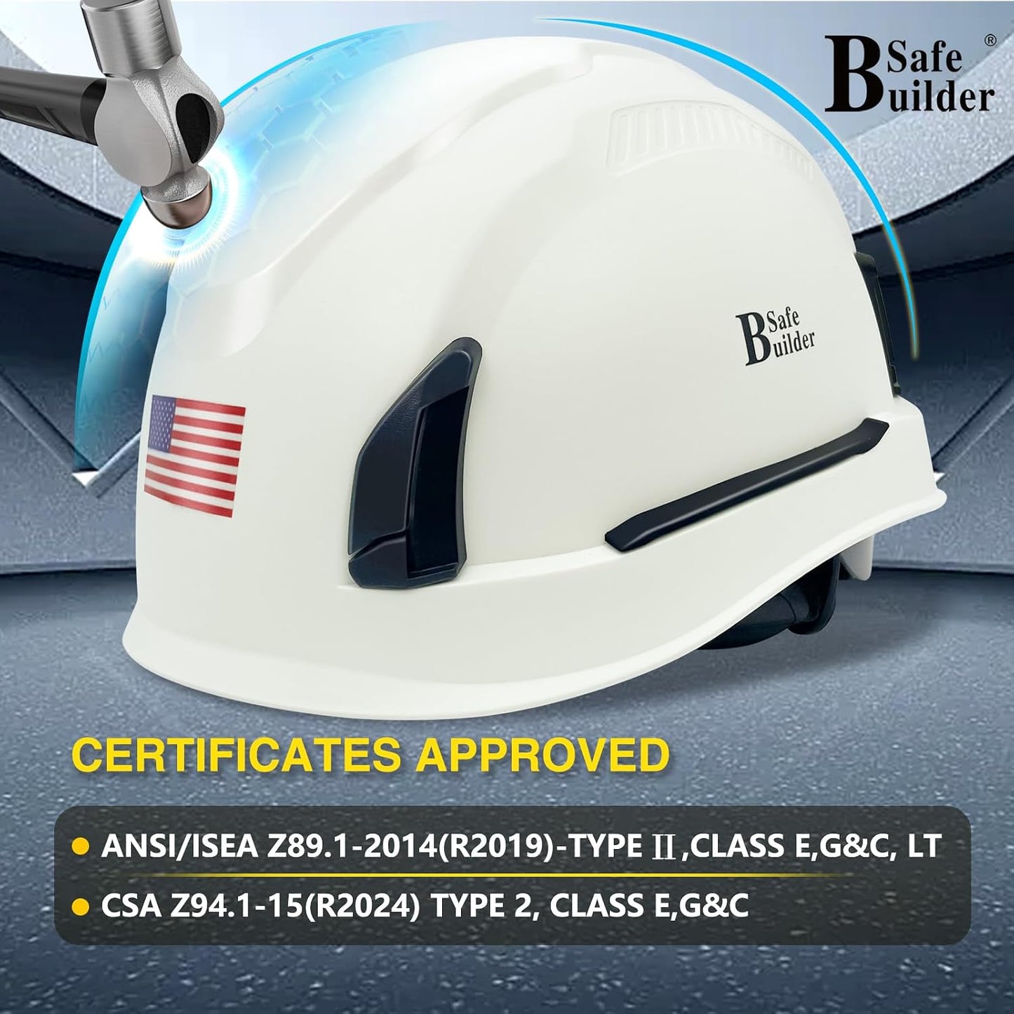 Casco seguridad construcción clase E trinquete correa magnética