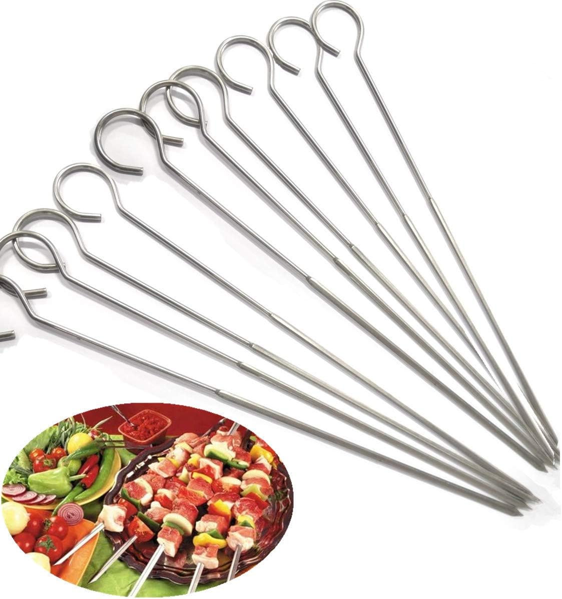 Set 4 brochetas acero inox 13pulg para asar shish kebab