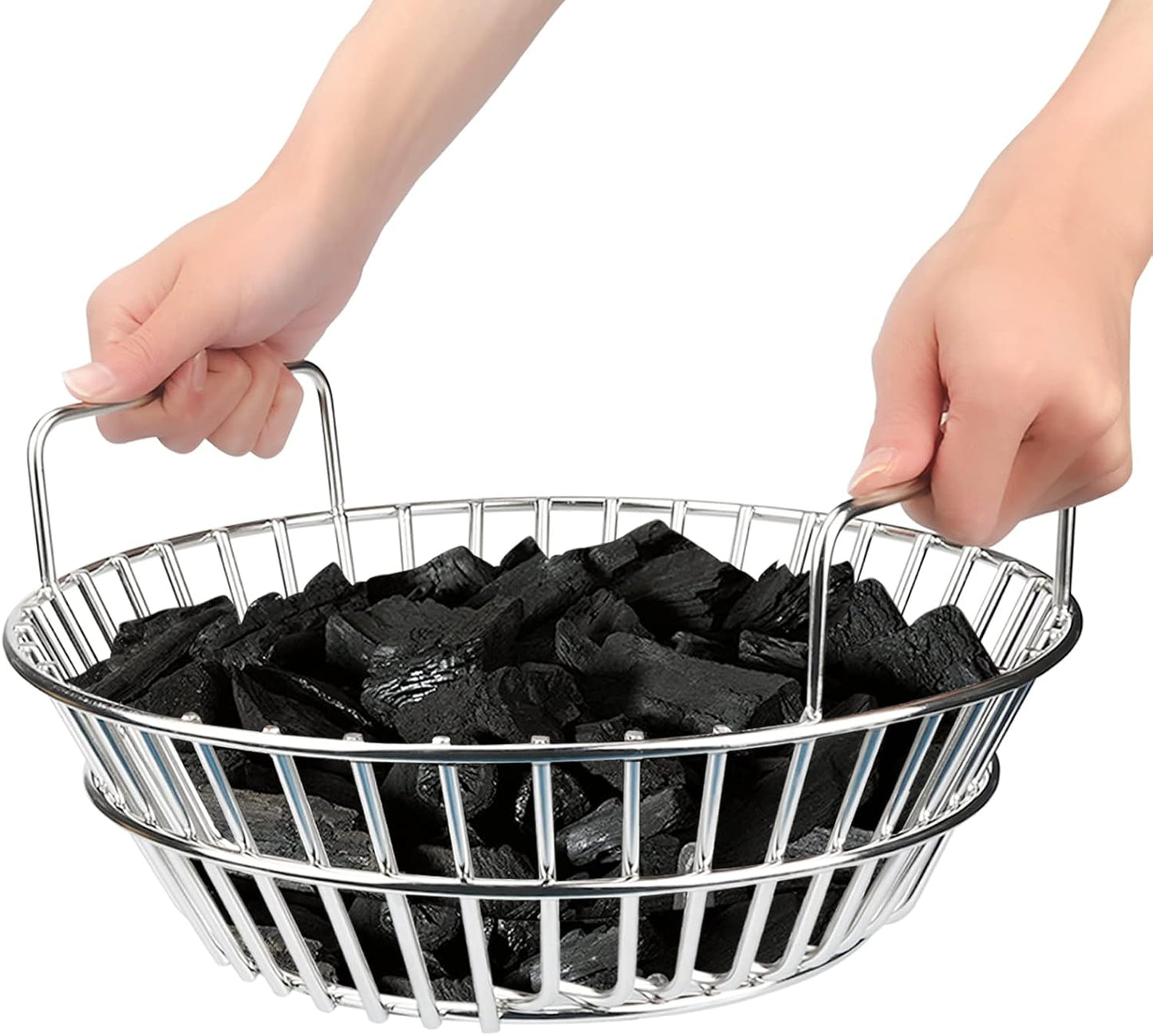 Cesta carbón acero inox 14pulg para huevo verde