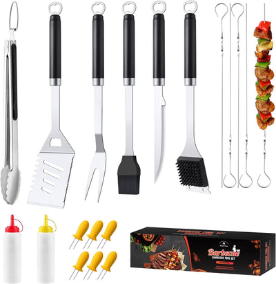 Juego herramientas parrilla acero inox para barbacoa al aire libre