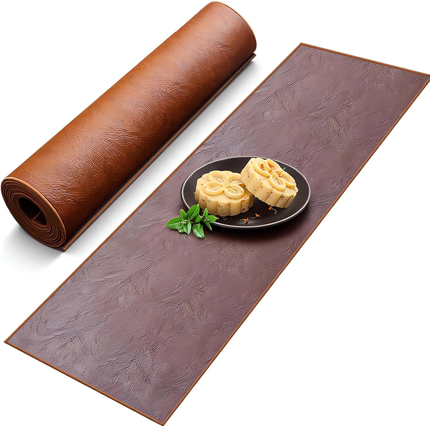 Mesa Camino Cuero Sintético Doble Cara Marrón Café Impermeable