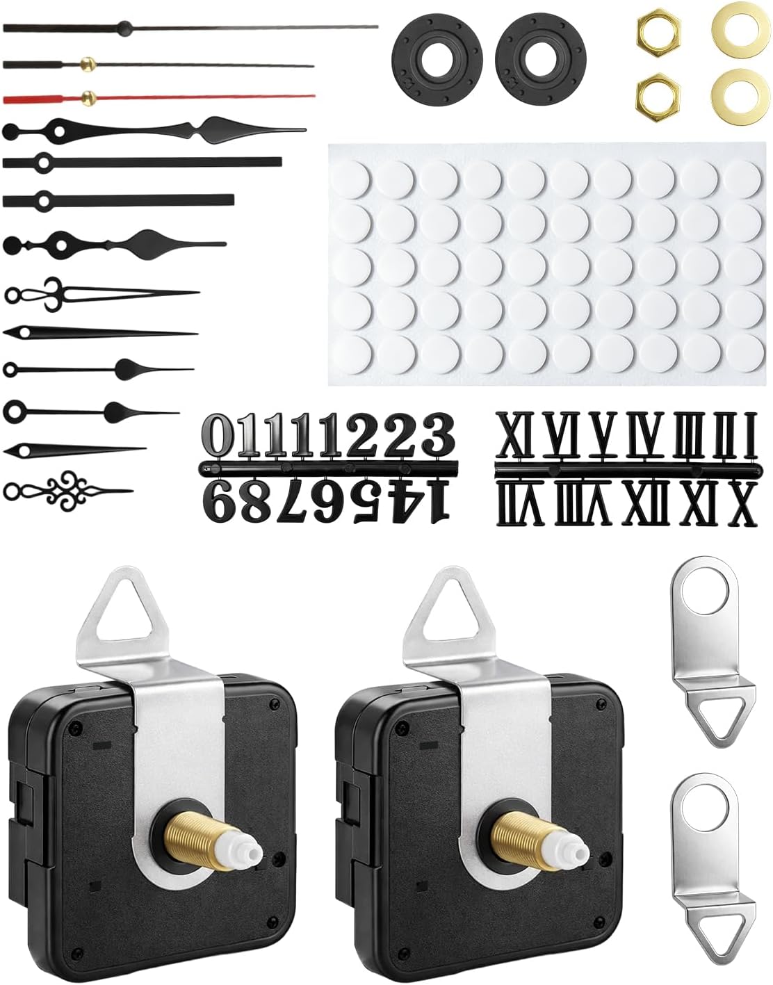 Kit mecanismo cuarzo 2 motores manecillas números acrílicos