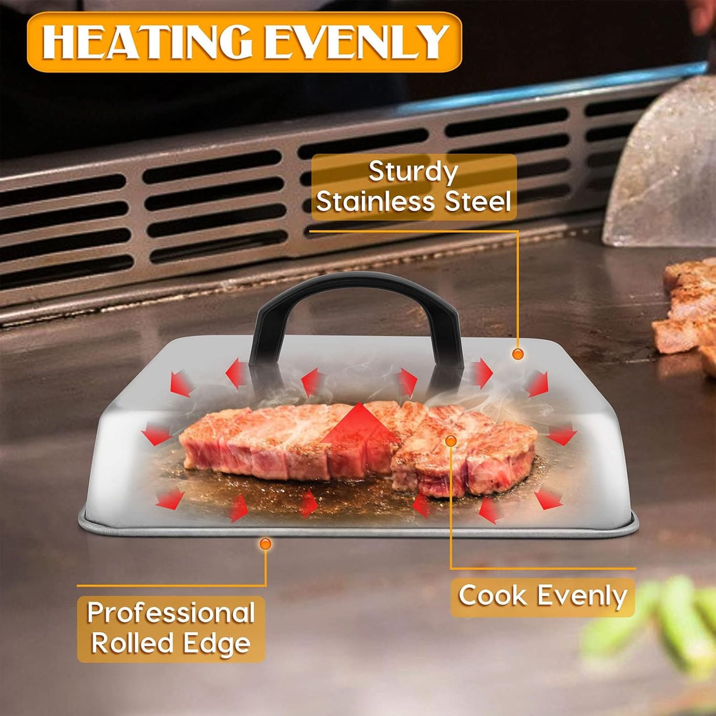 Cúpula acero inox 8.2pulg para fundir queso cocina
