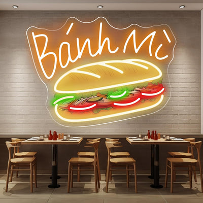 Letrero neón Banh Mi LED USB para cocinas y eventos