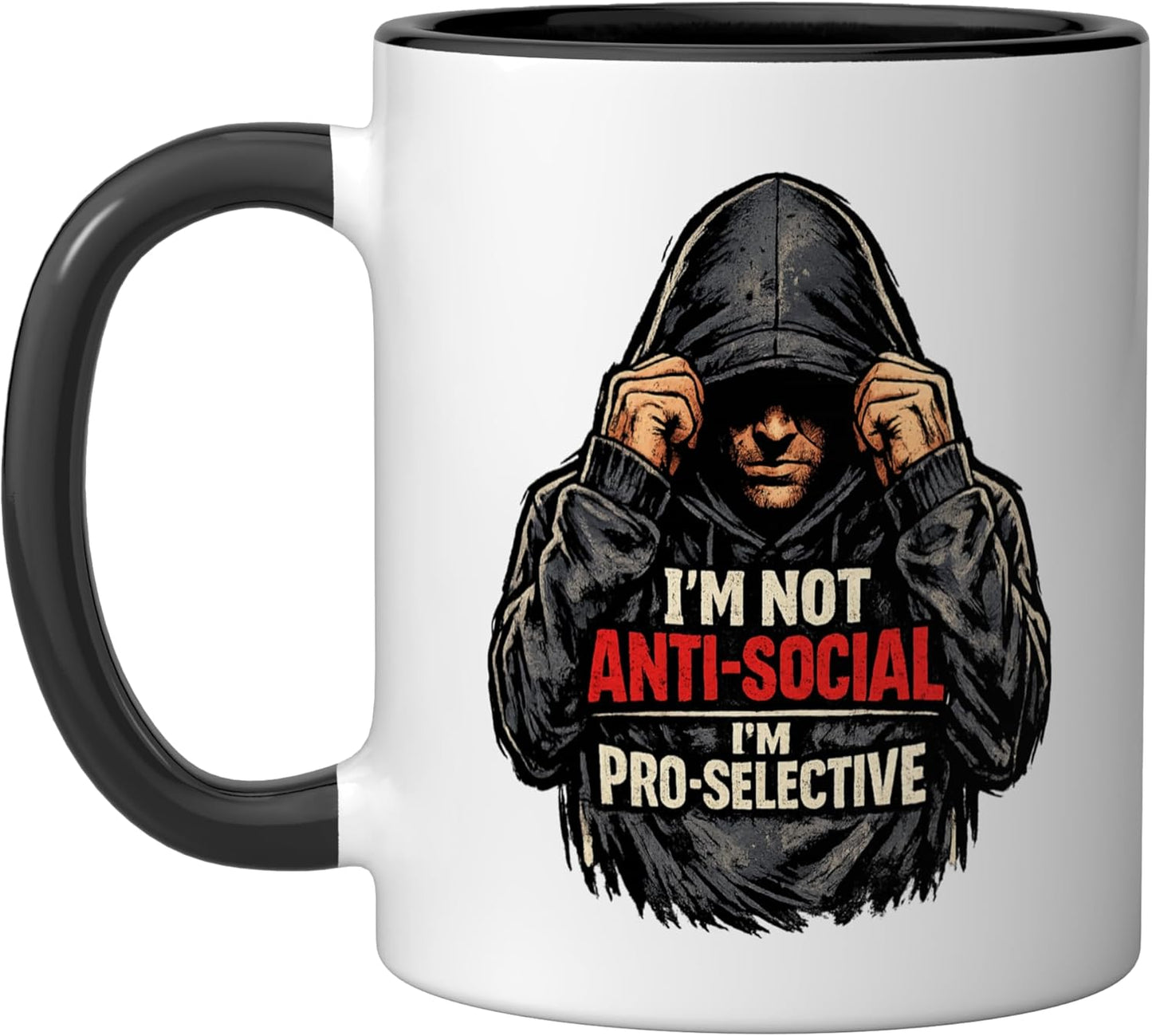Taza Cerámica Humor Introvertida Frase Negro/Blanco