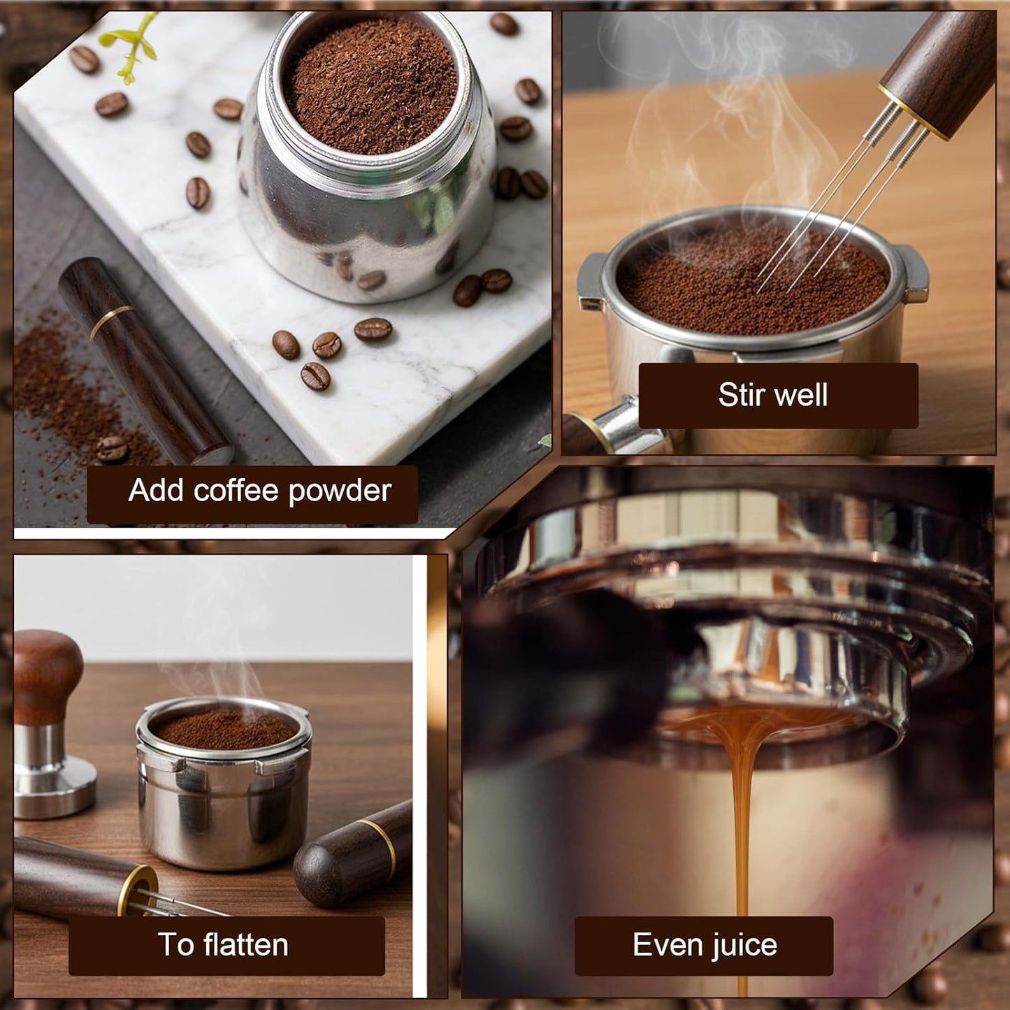 Herramienta Wdt para granos sin grumos con agitador ergonómico de café expreso