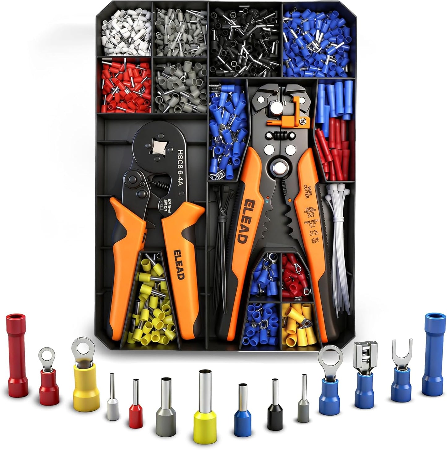 Kit herramientas crimpado pelado 1188 pzas AWG 23-7