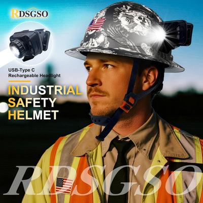 Casco seguridad industrial con lámpara ventilación