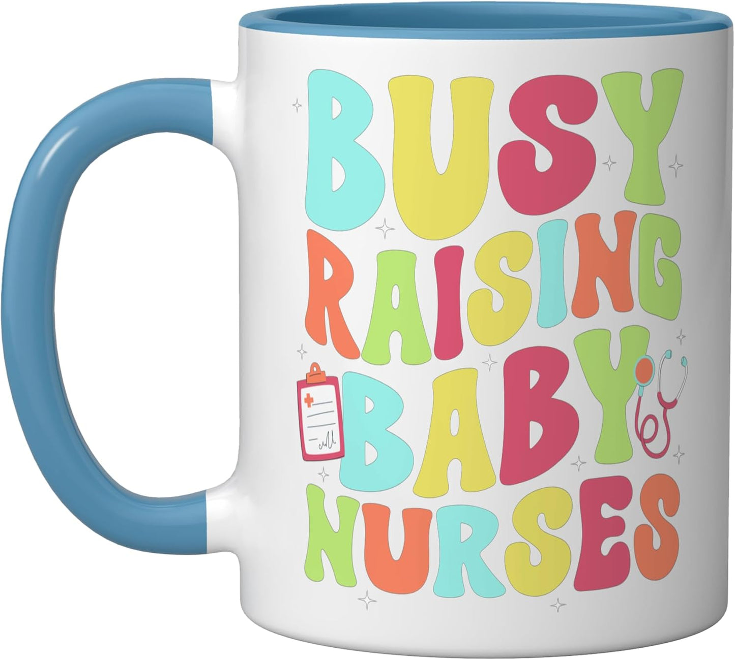 Taza Cerámica para Enfermeras de Bebés Azul/Blanco