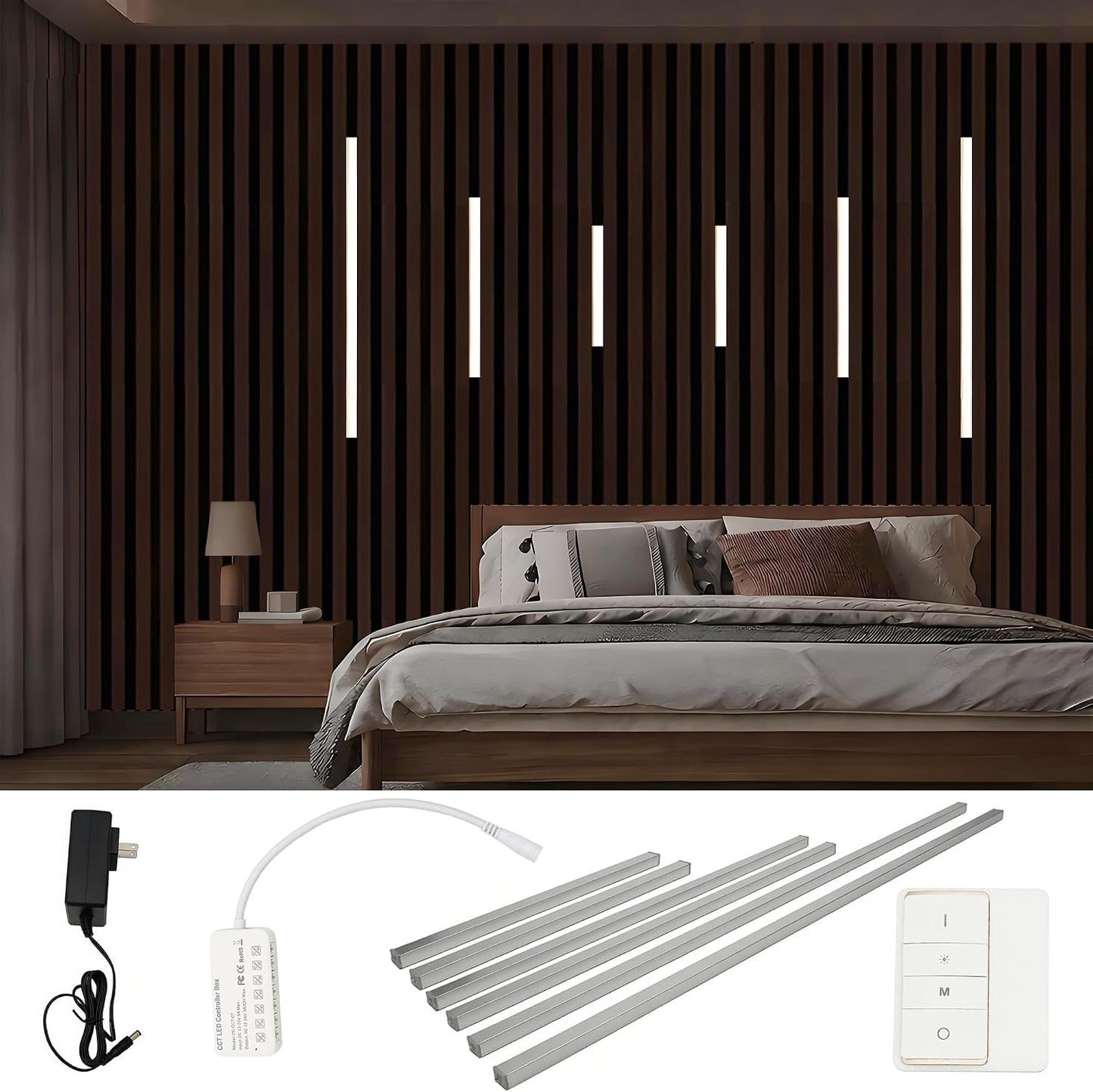 Kit iluminación LED pared tira CCT 6 tiras adhesivas 3000K-6000K