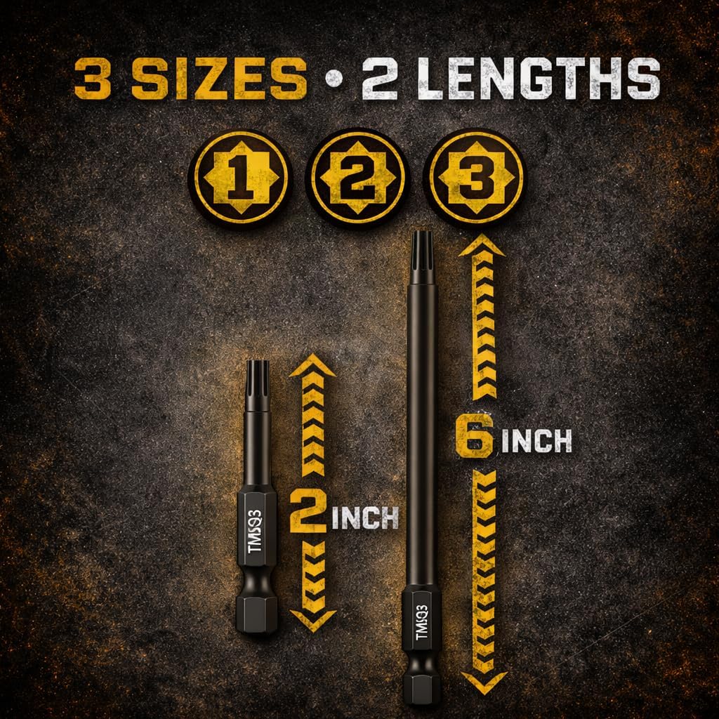 Set brocas dobles Torx 8 puntos 6 tamaños 2pulg y 6pulg