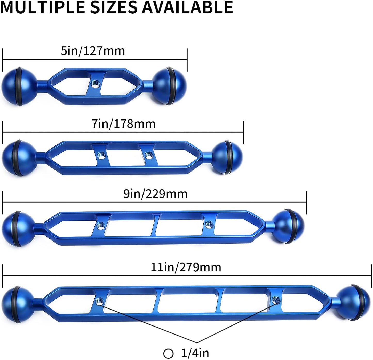 Brazo extensión aluminio 5pulg paquete 2 doble bola conector