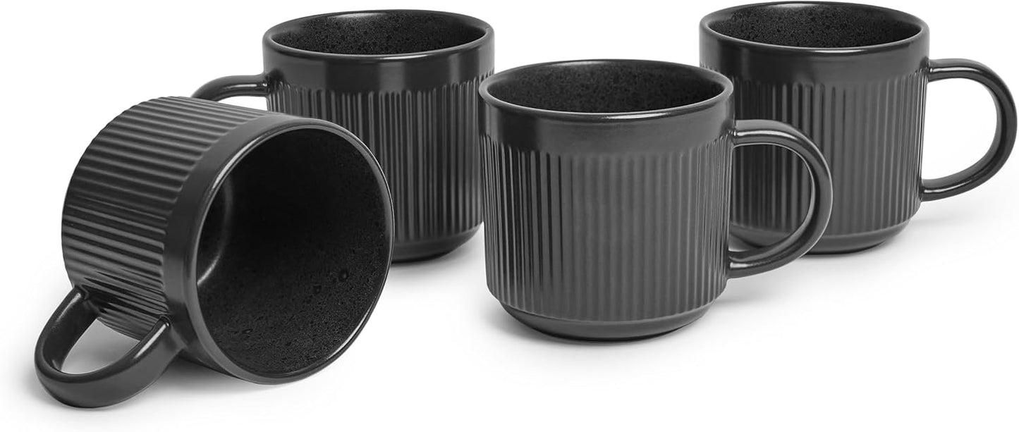 Juego de 4 tazas de café negras de cerámica con esmalte mate
