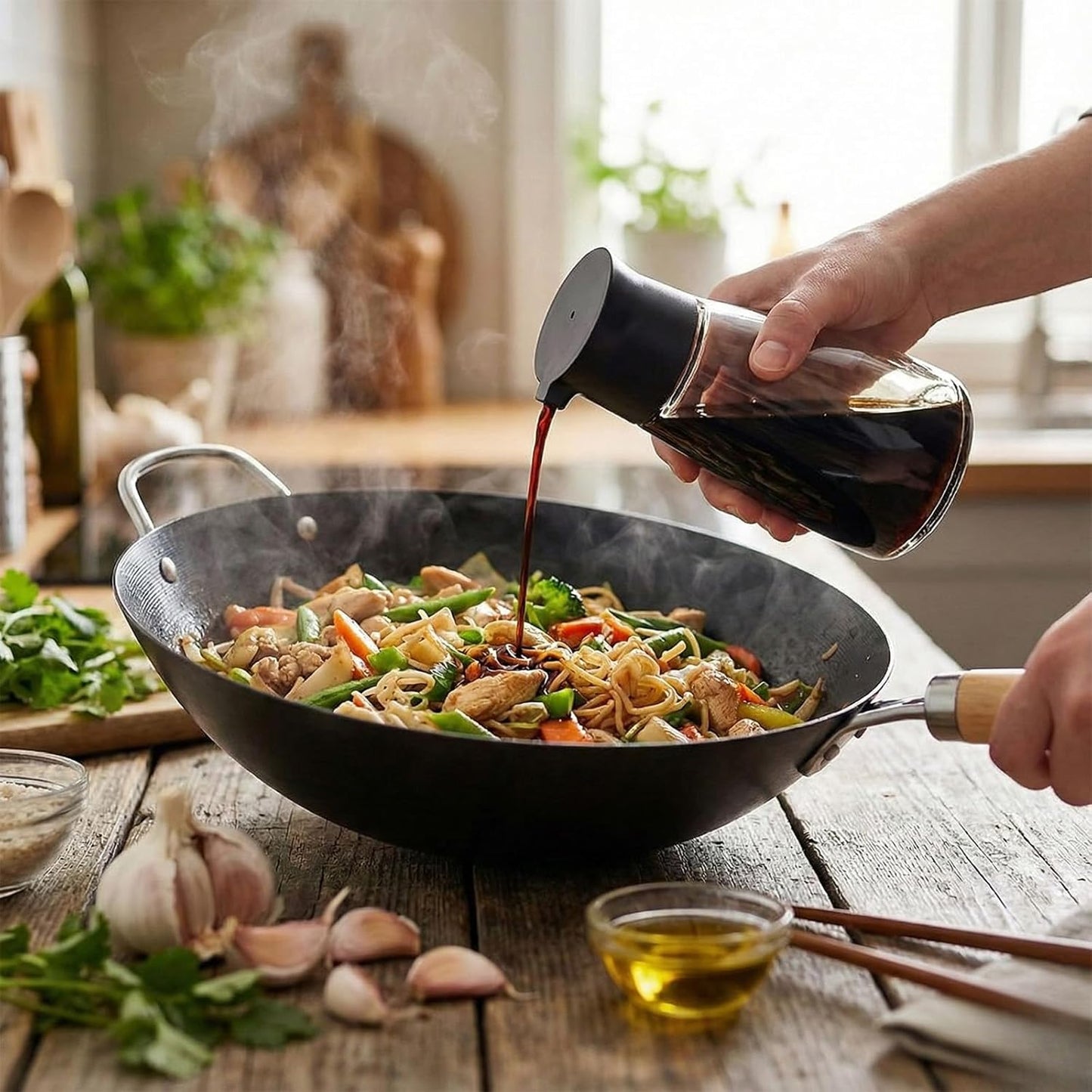 2 Pzas Dispensador Salsa Soja Vidrio Estilo Japonés