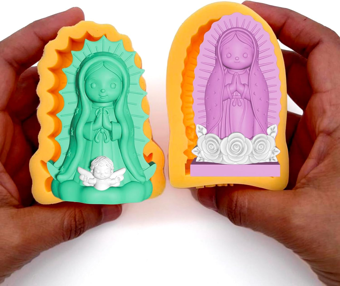 Molde para velas Virgen de Guadalupe estilo 2 piezas de silicona