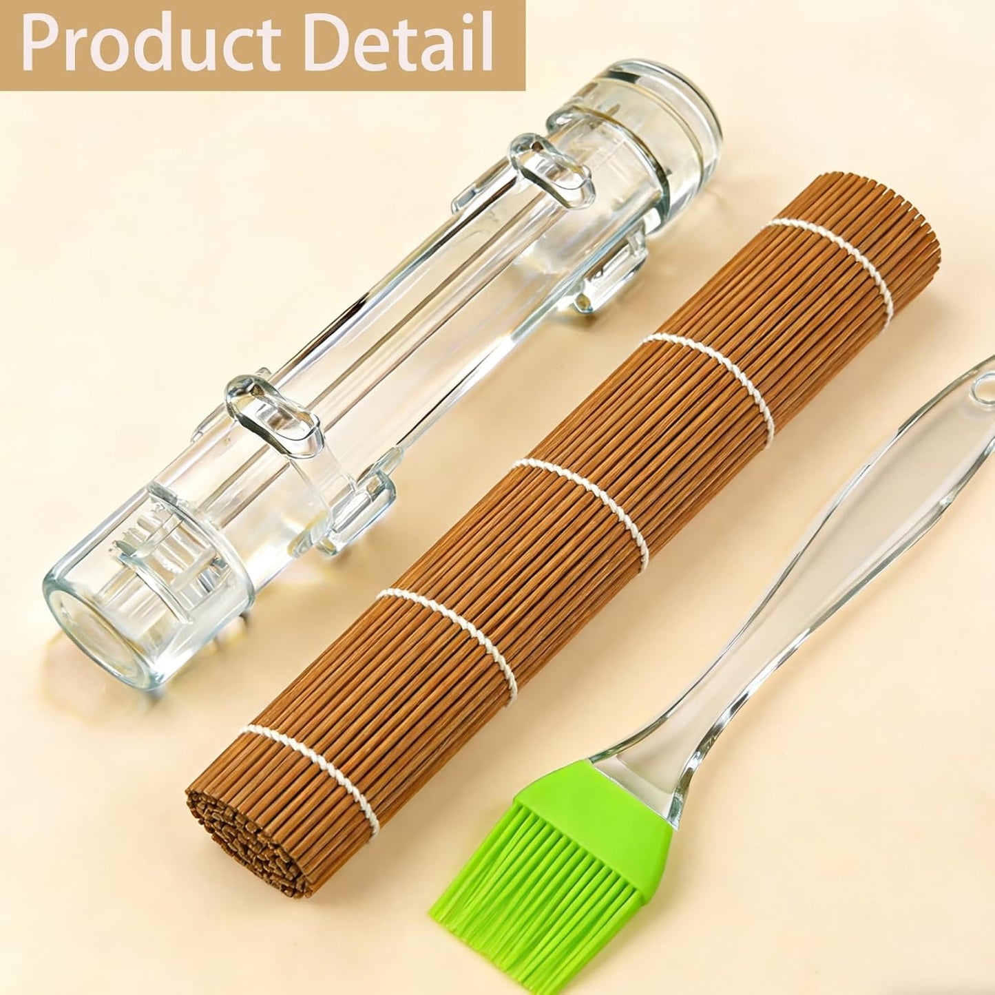 Kit fabricación sushi rodillo transparente bambú