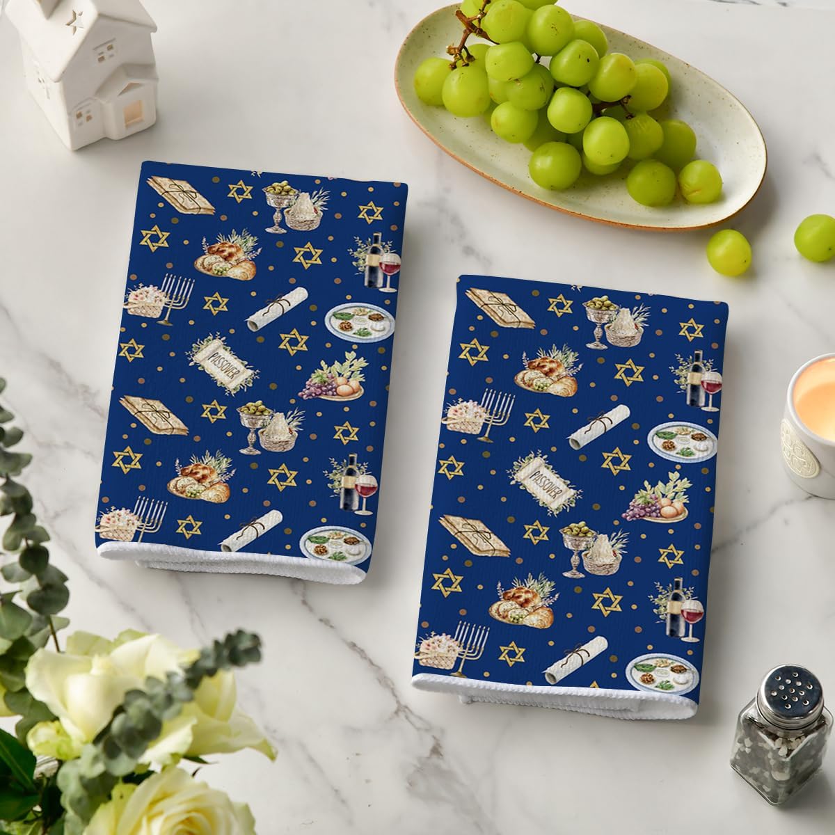 Set 2 Toallas Cocina Lunares Estrellas 18x26pulg