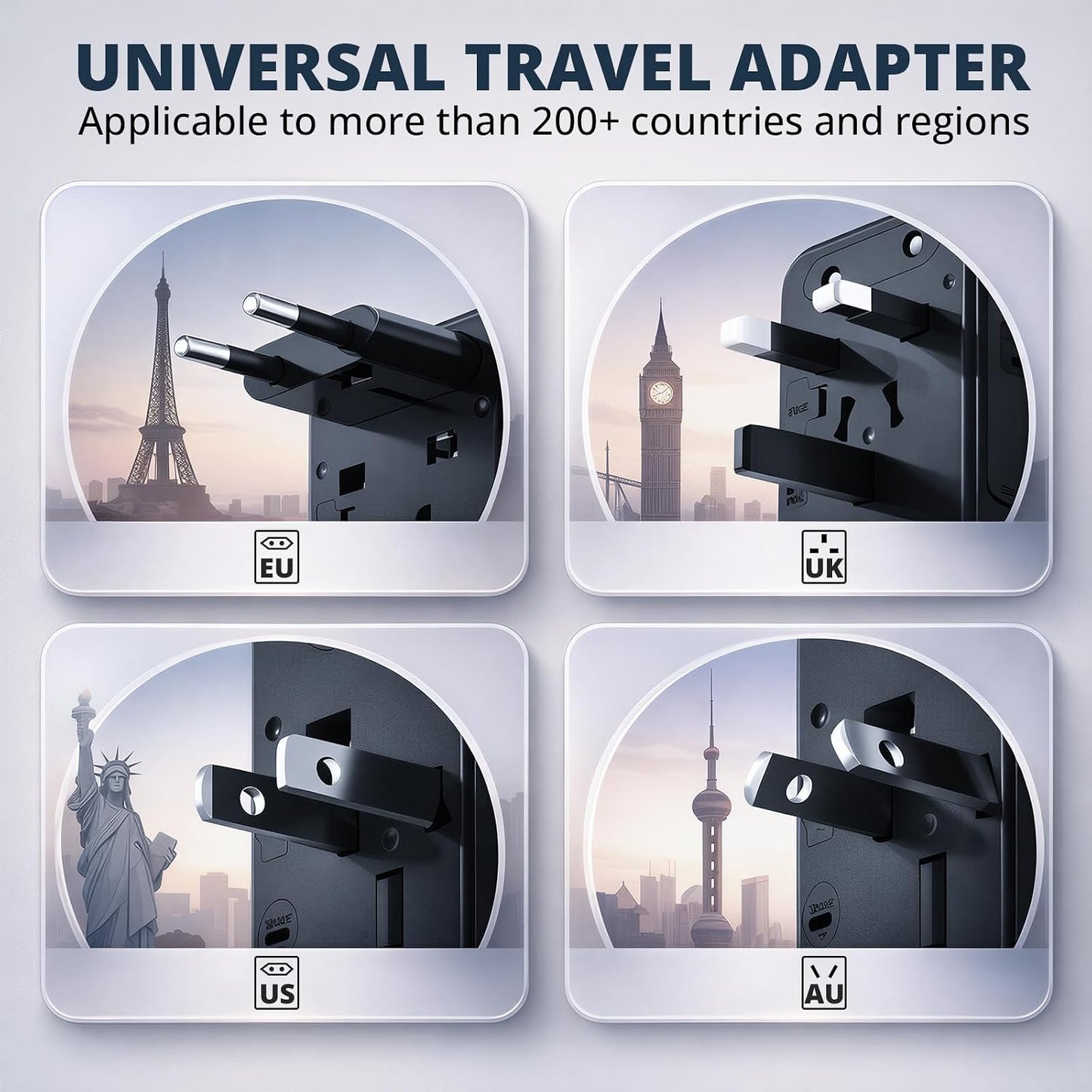 Adaptador viaje GaN 35W 5en1 con cable C