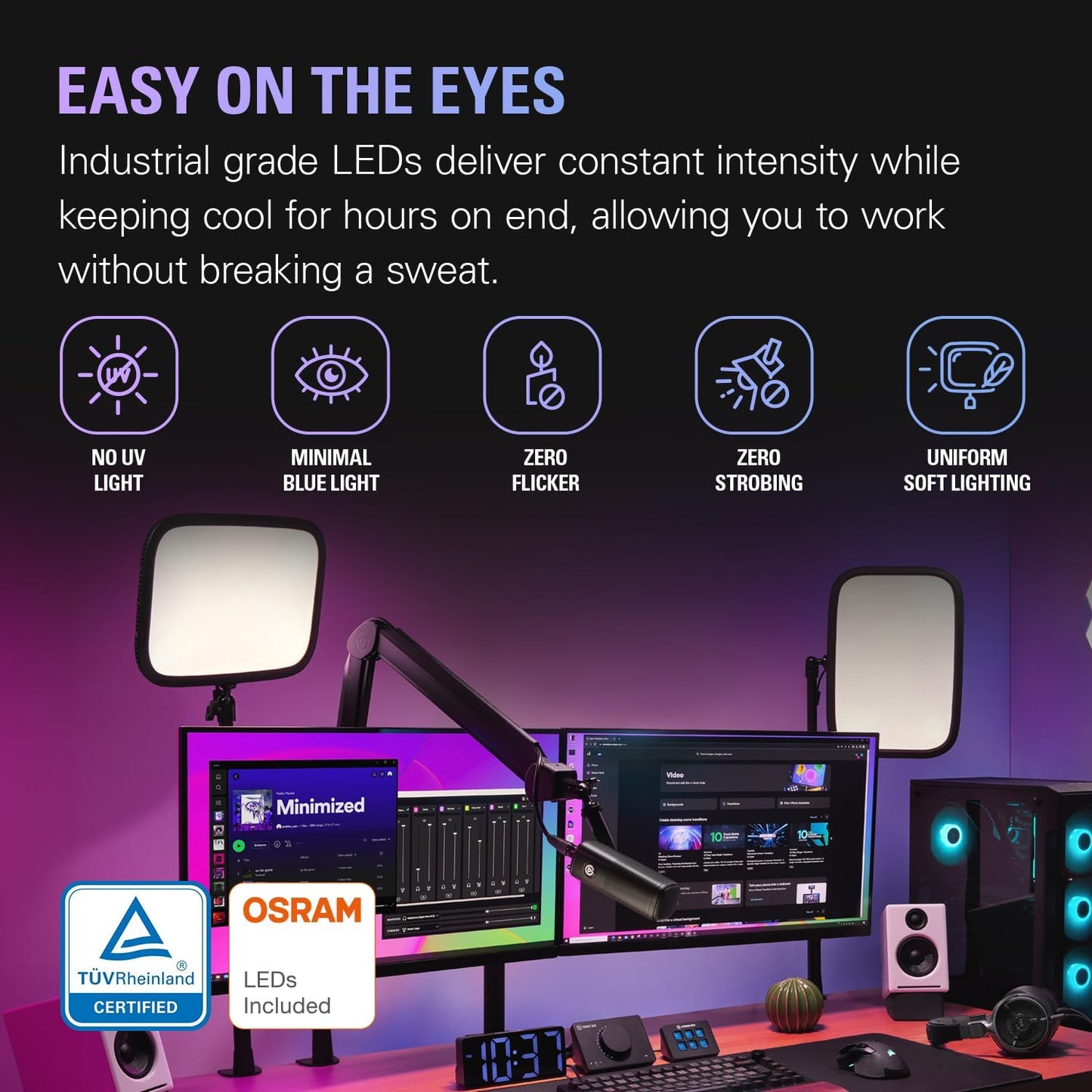 Luz estudio 2800 lúmenes ajustable streaming