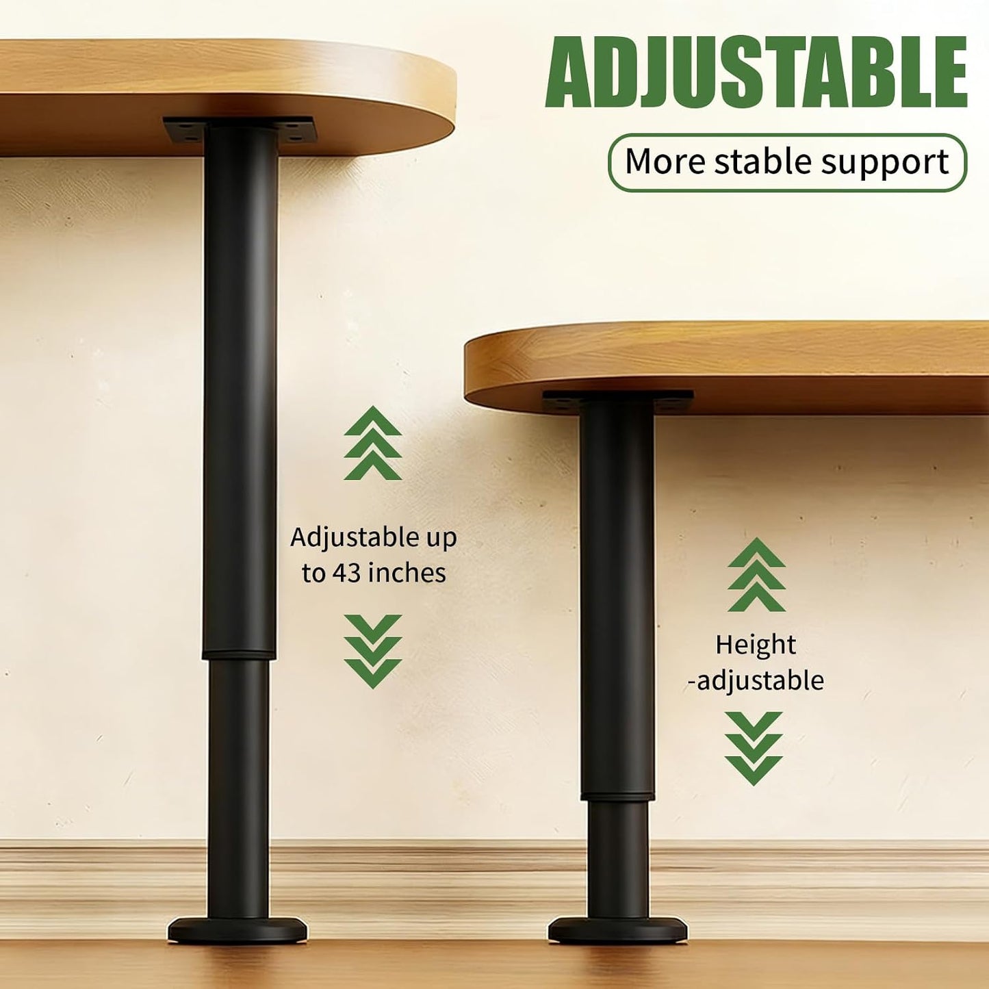 Patas ajustables para muebles 4 pzas 16.5-29.9pulg