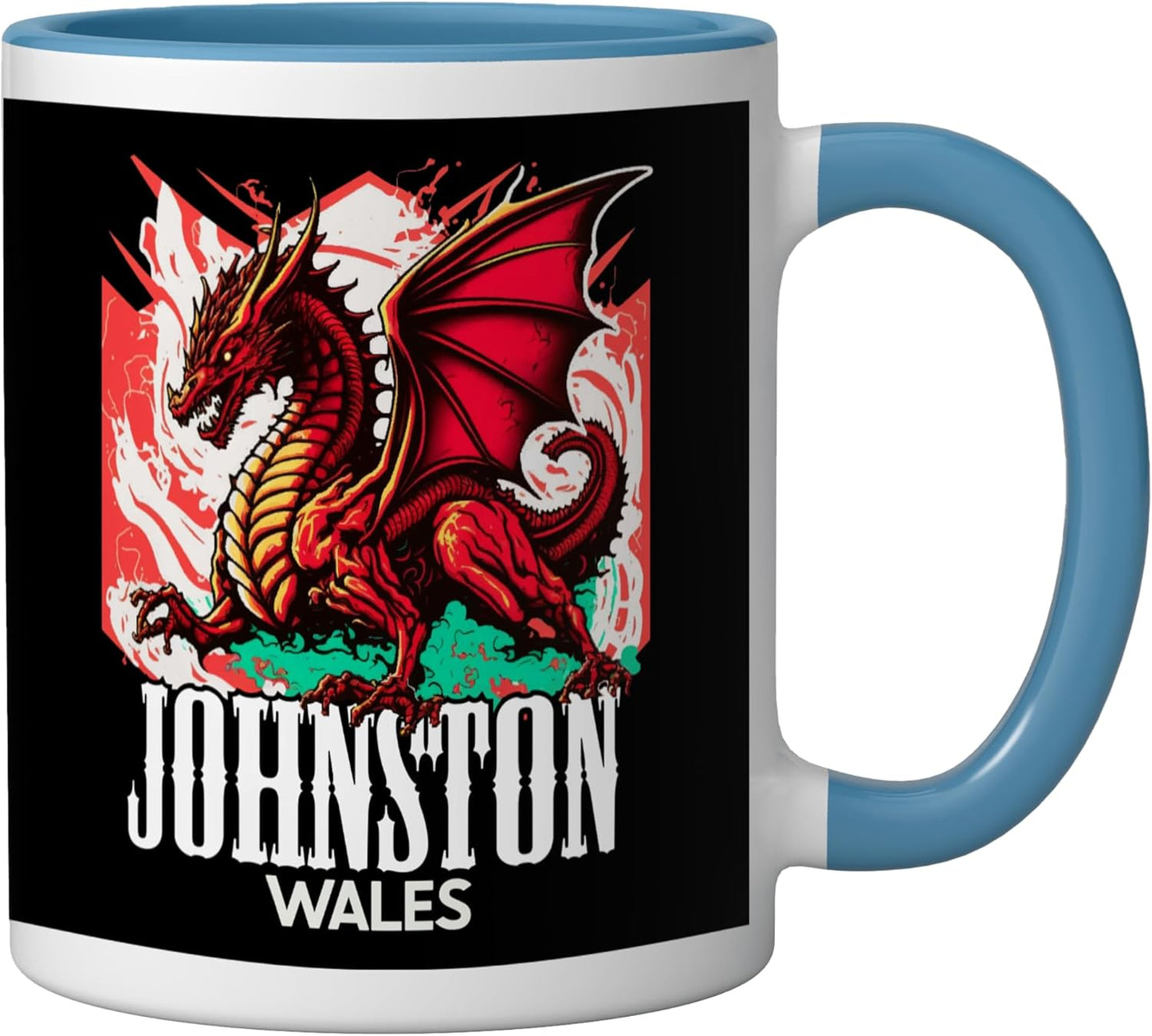 Taza cerámica con bandera de Gales y dragón azul/blanco