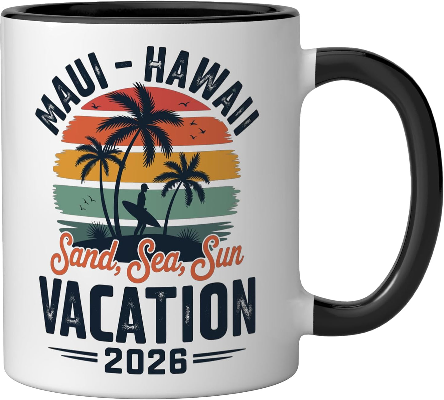 Taza cerámica Maui Hawaii 2026 negra/blanca