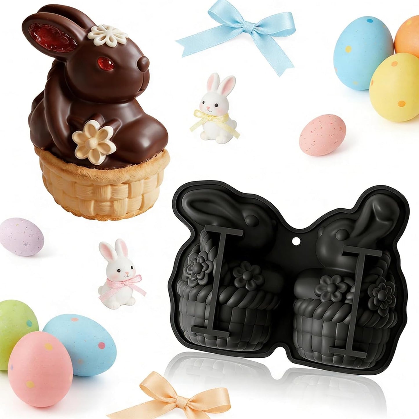 Moldes silicona conejitos Pascua chocolate caramelos