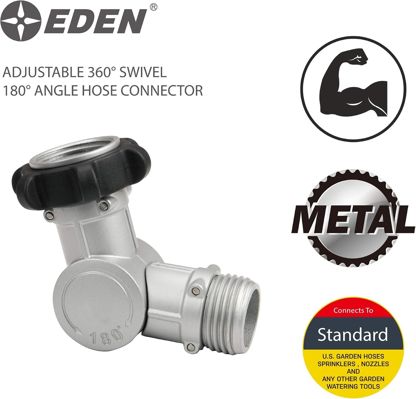 Conector giratorio metálico ajustable 180° y 360°