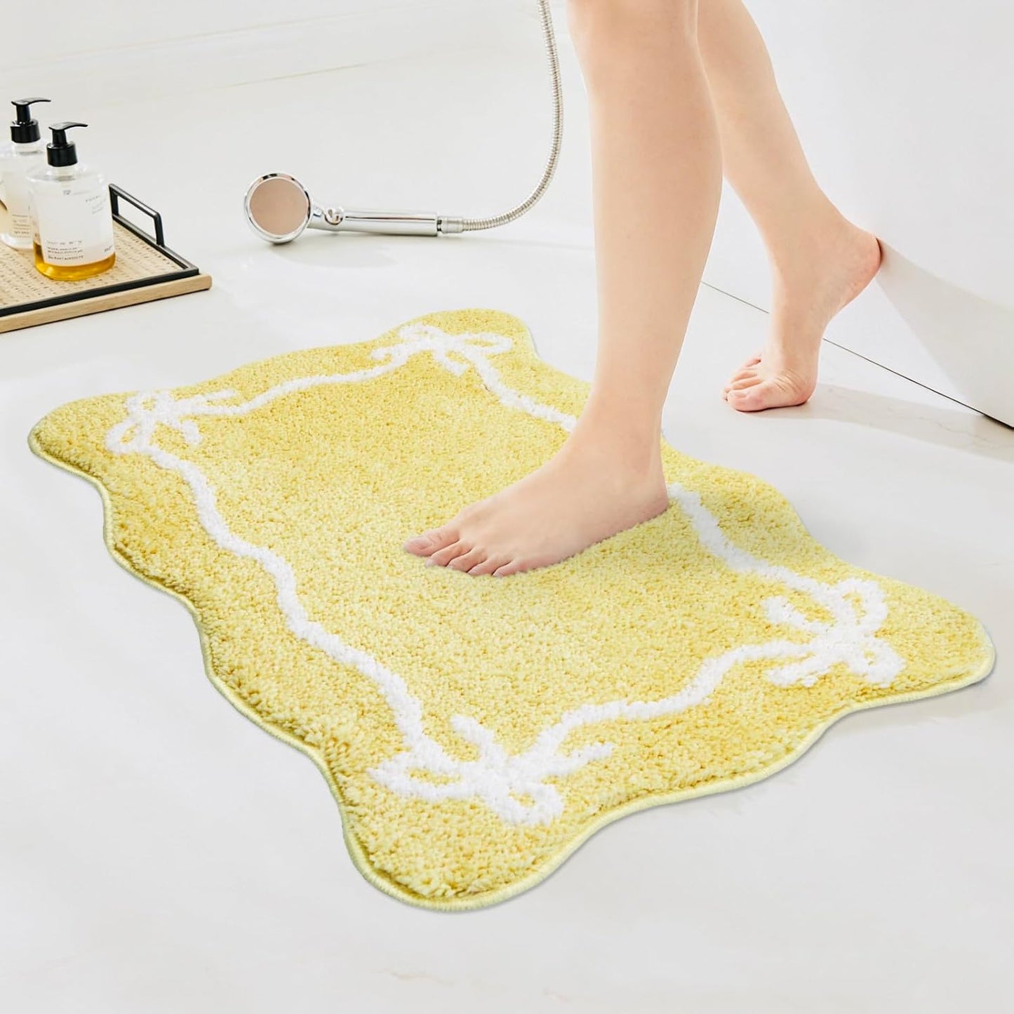 Alfombra baño lazo amarillo antideslizante microfibra 24x16pulg