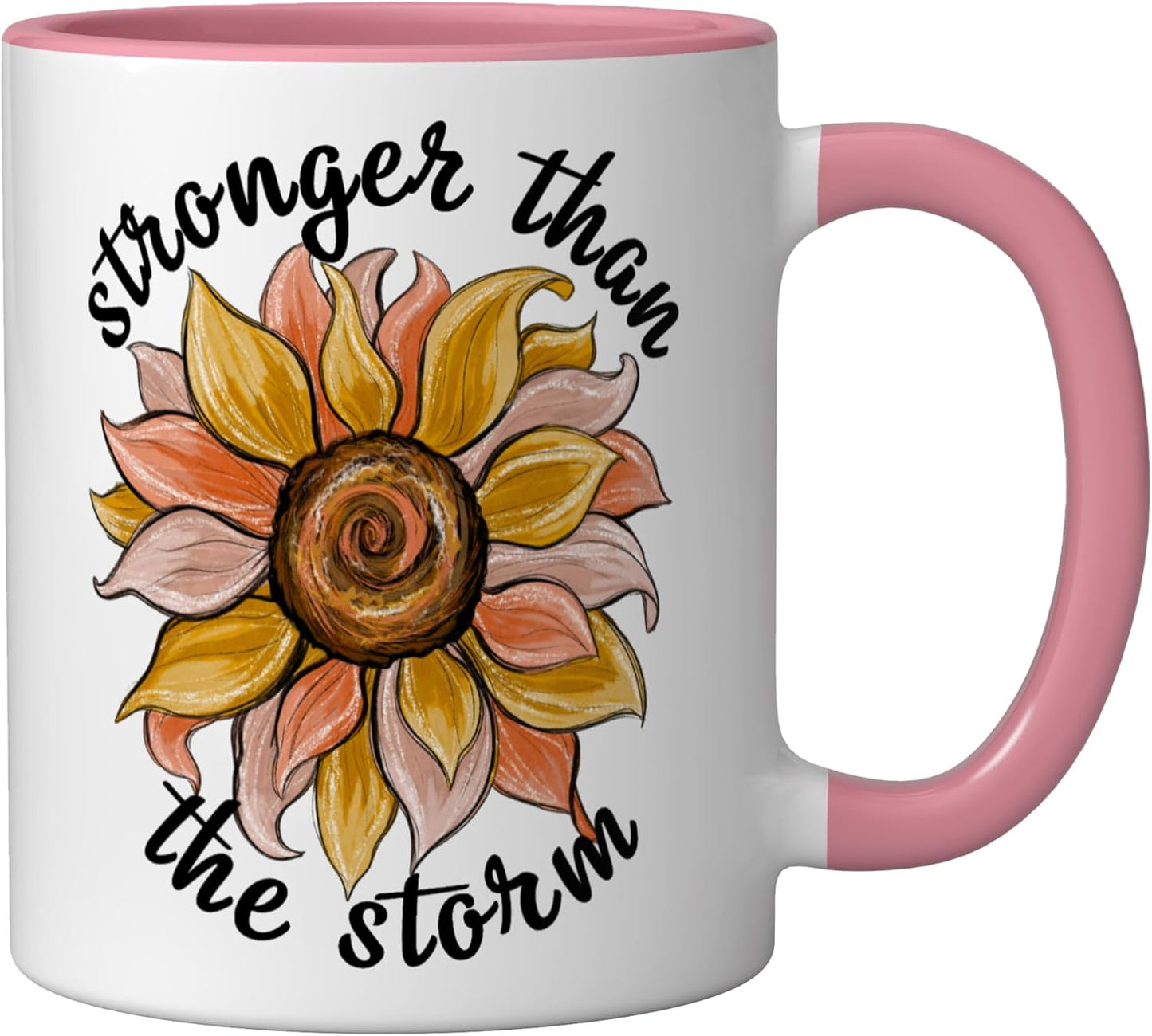 Taza cerámica de flores positividad rosa/blanco