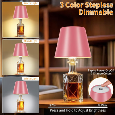 Lámpara inalámbrica recargable para botella 3 colores luz brillante