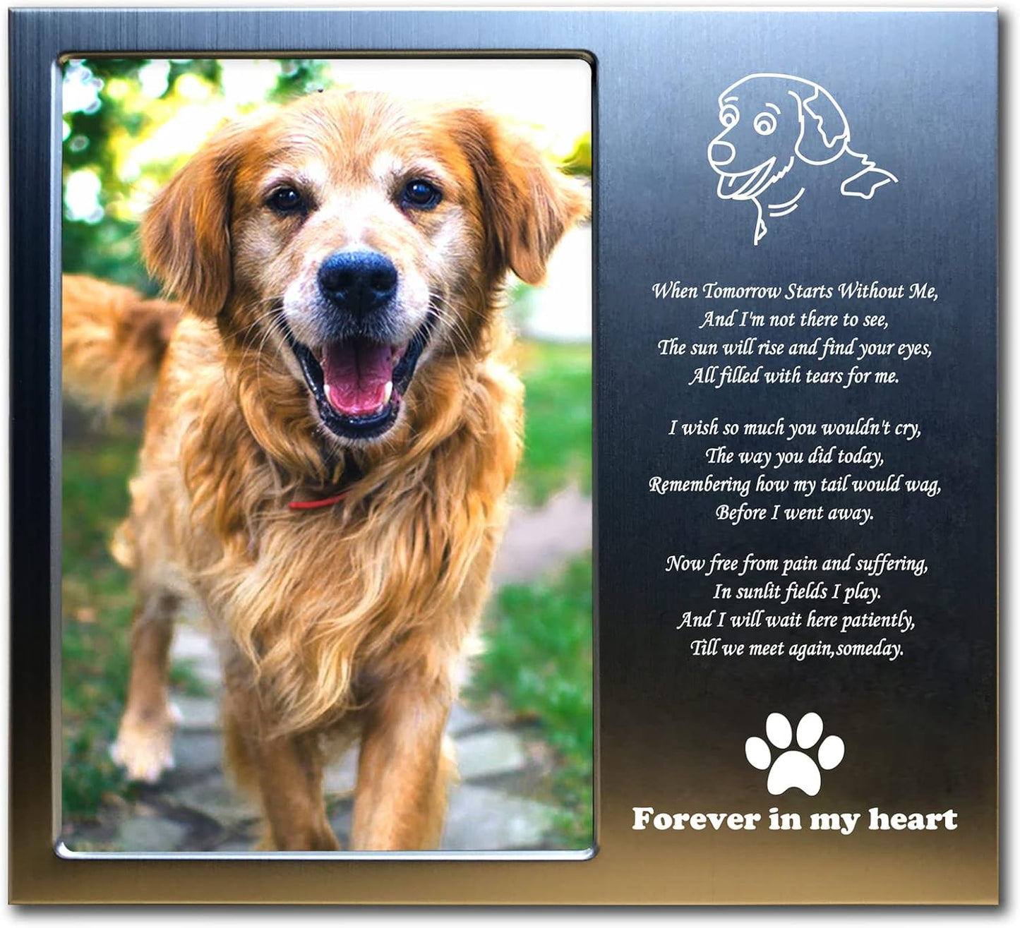 Marco fotos aluminio perro puente arcoíris regalo condolencias