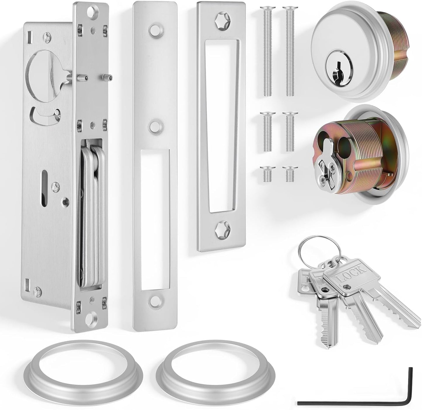 Cerradura de embutir aluminio doble cilindro seguridad puerta