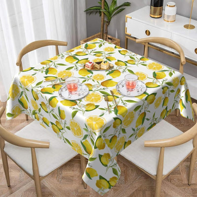 Mantel cuadrado de limón 54 x 54 pulgadas resistente al agua para cocina comedor