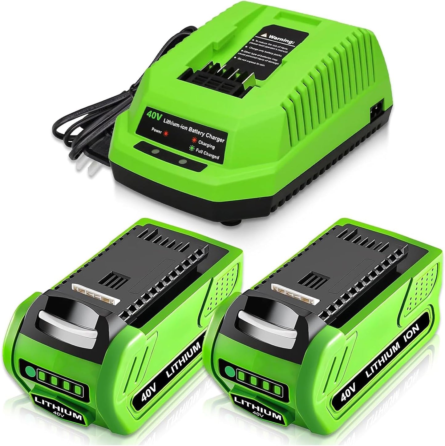 2 Baterías 6.0Ahy Repuesto Greenworks 40V Comp Cargador