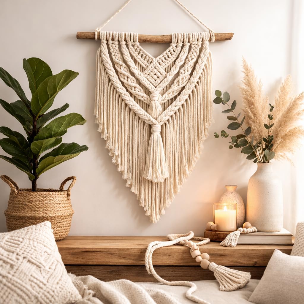 Cuerda macramé algodón para pared y plantas 0.079pulg x 328yardas