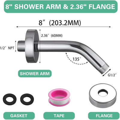 Brazo ducha extensible acero inox 8pulg cromado