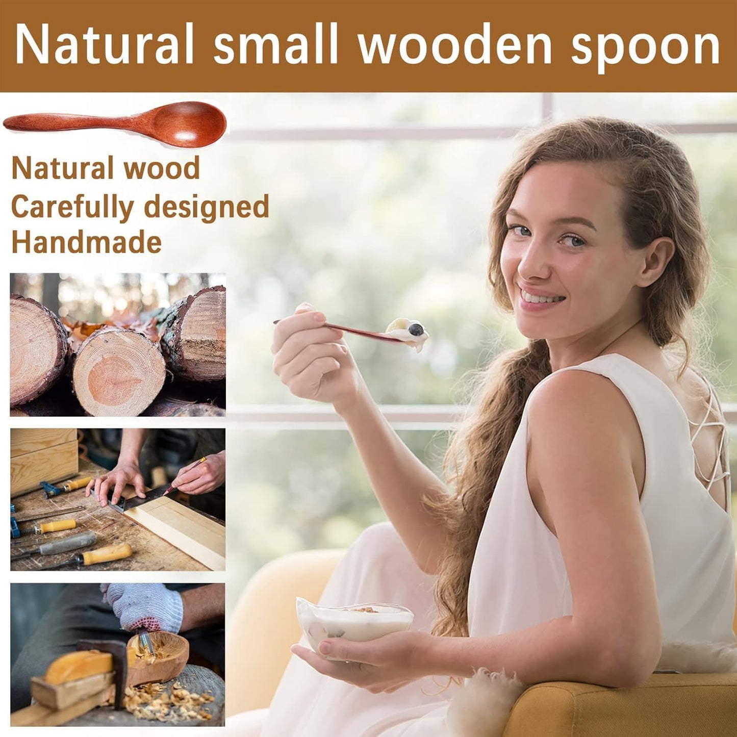 Cucharas de madera pequeñas para té y café, cucharadita de miel