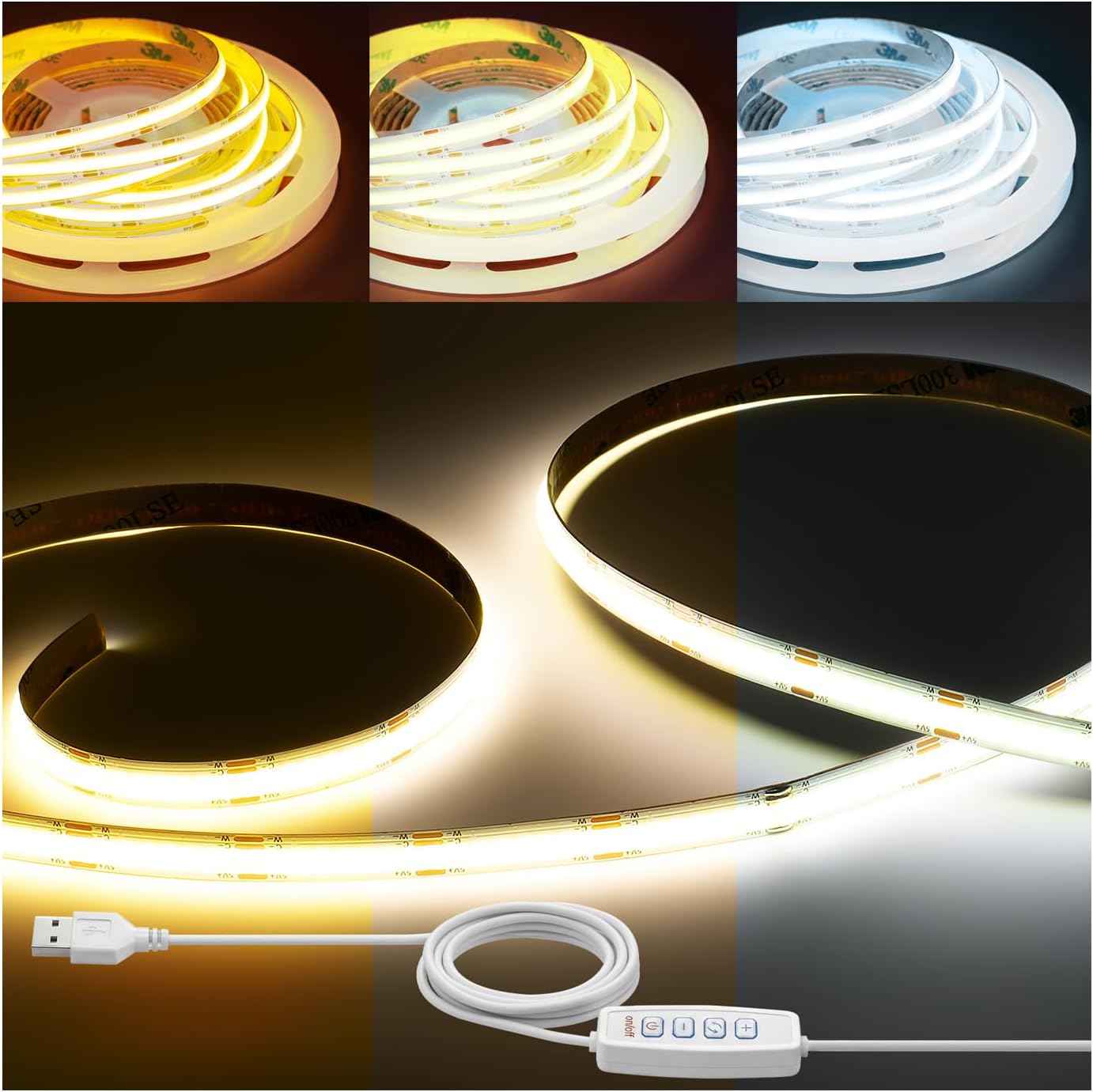 Tira Luz LED COB CCT 608LED Regulable 2700K-6500K