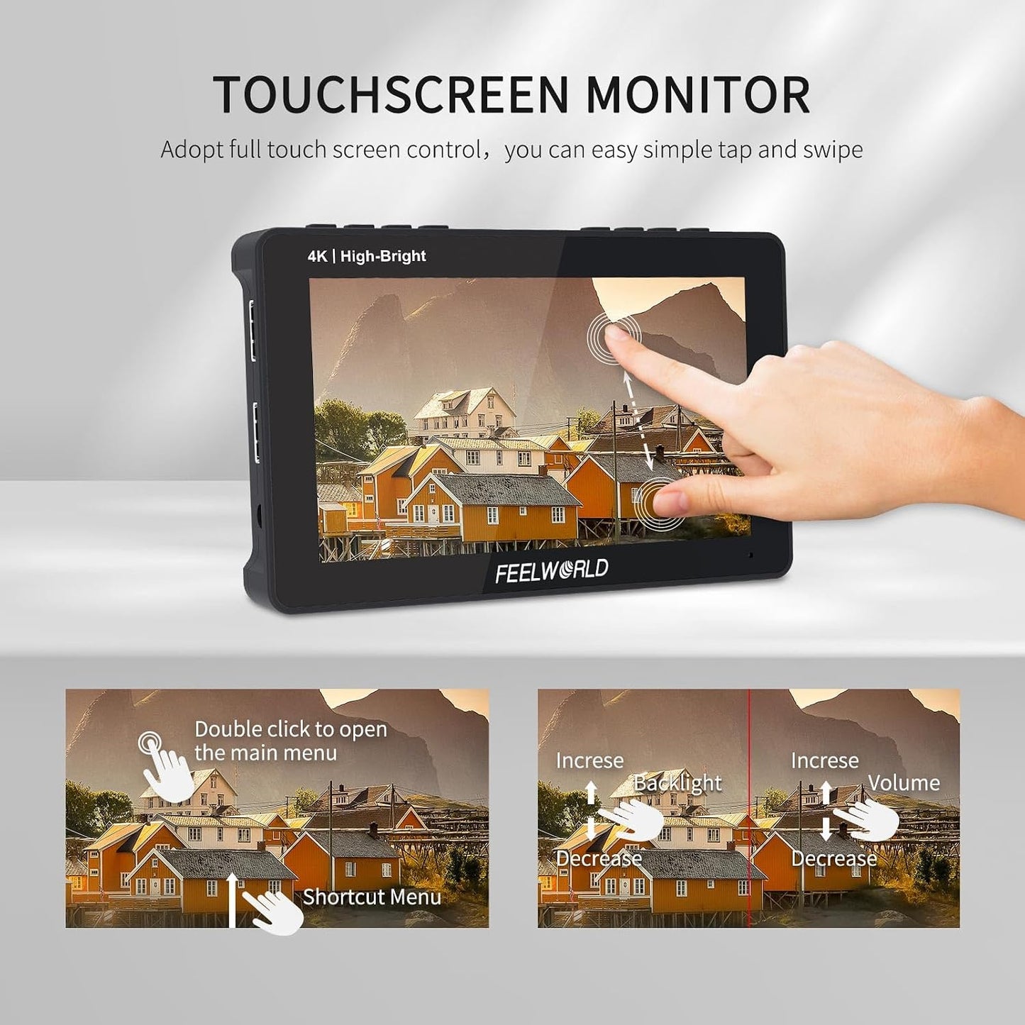 Monitor 5.5pulg 4K tactil F970 bateria 4400mAh