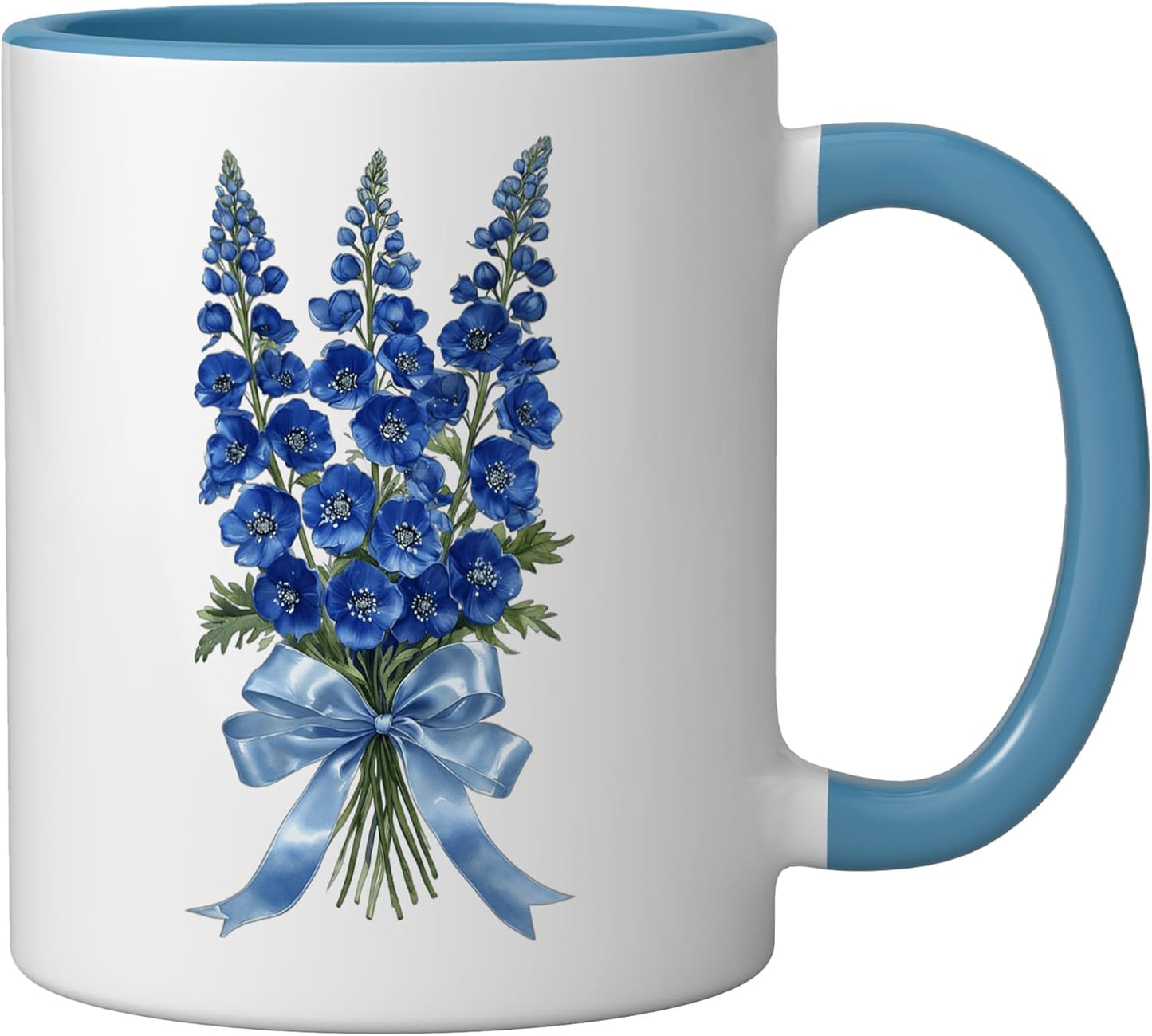Taza Cerámica Flor de Julio Azul/Blanco