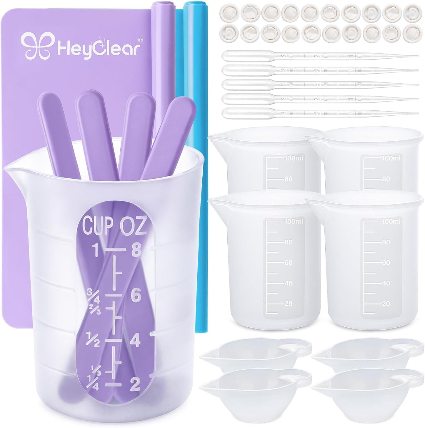 Kit tazas medidoras de silicona con alfombrillas para resina 250 y 3.4 fl oz