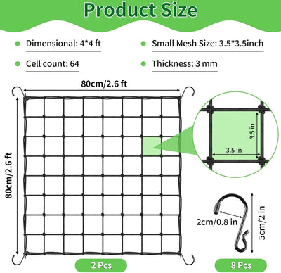Red Scrog 4x4 con 8 ganchos para jardinería y cultivo