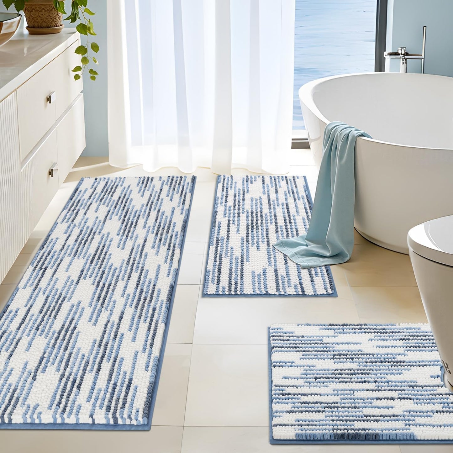 3 Alfombras Baño TPR Antiderrapantes U Absorbentes