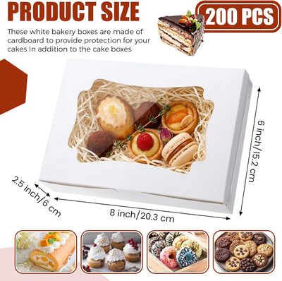 200 Cajas Panadería Rectangulares 8x6pulg Con Ventanas